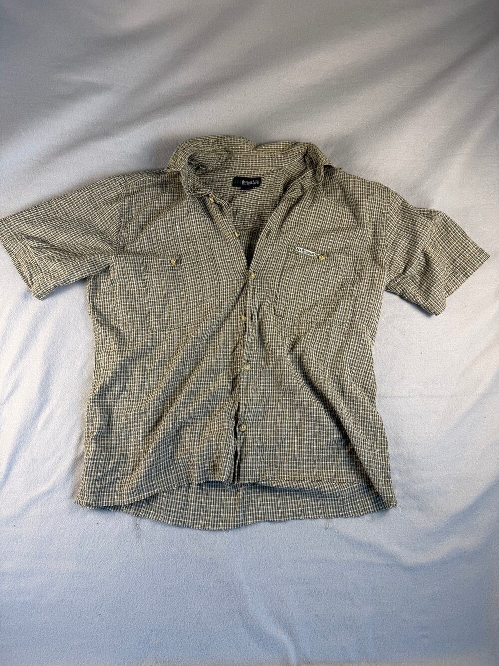 Outdoor Life Shirt Mens M Green Button Up Plaid Cotton Outdoor Utility Cabincore